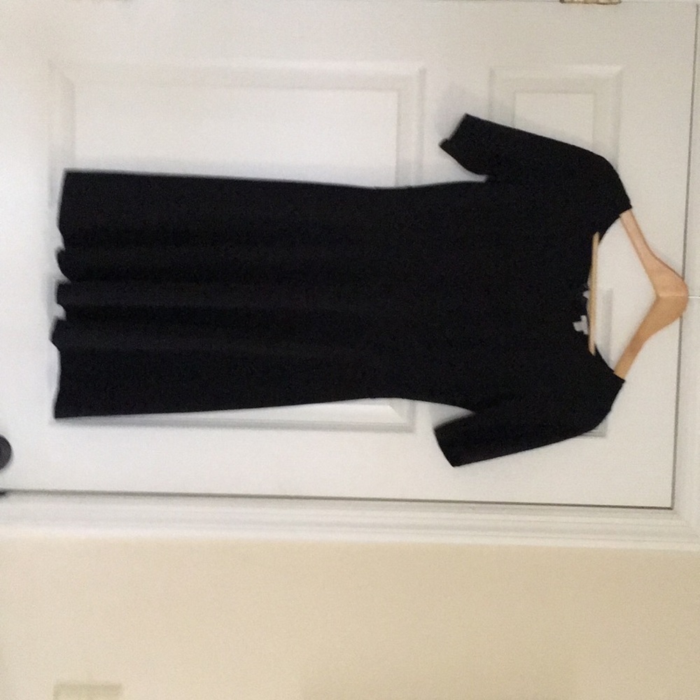 J.crew black knit fit and flare dress good used